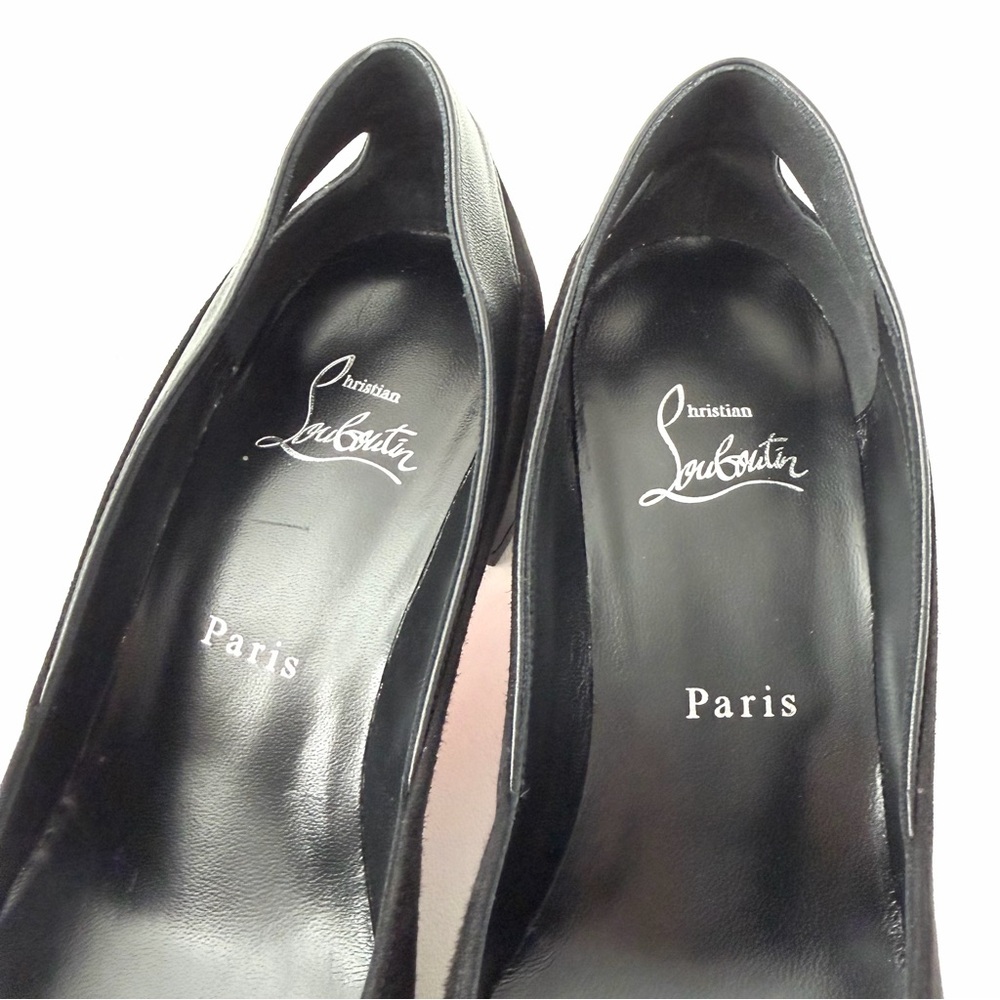 CHRISTIAN LOUBOUTIN | Miss Duvette 55 Black Suede Leather Pumps Red Sole EU 39 - Picture 9 of 14